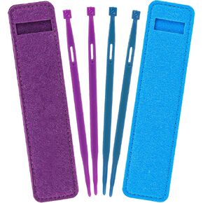 4 Pieces That Purple Thang Sewing Purple Thangs with 2 Felt Storage Pouches Multifunctional Sewing Seam Presser Tool, Blue & Purple