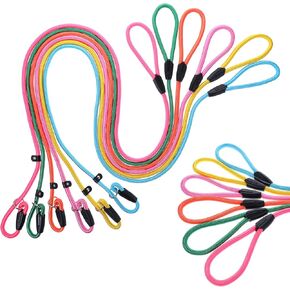 6pcs Slip Leads Dog Leash Heavy Duty Rope Leash for Small Medium Dogs, 5FT Classic Dog Leash Strong Nylon Dog Training Leash Strong Comfortable Loop Leash (6 Colors, 3/8")
