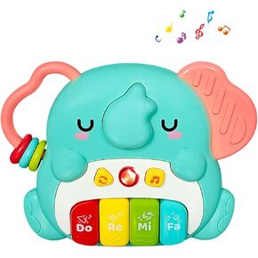 Baby Elephant Piano Toy for 6-12 Months, Musical Light Up Educational Toy for Infants, Early Learning Sensory Development Toy, Baby Activity Toy, Baby Piano, Montessori Toy for Babies