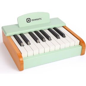 Asweets 18 Keys Piano Keyboard for Kids, Toddler Music Educational Instrument Toy, Wooden Piano for Toddlers Girls & Boys