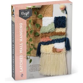 Craft Crush Latched Wall Hanging Craft Kit - DIY Kits for Home Decor - Includes Latch Hook, Braiding & Weaving Tools - Art & Craft Activity for Adults & Teens - Makes 8 x 20 Canvas Wall Hanging Kit