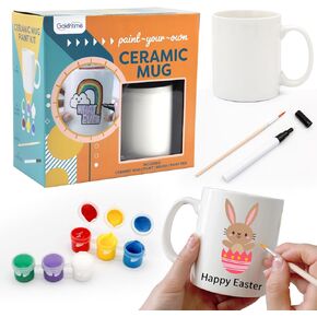 Paint Your Own Mug Kit for Adult Kids Craft Art Activity Plain Blank White Coffee Mugs with Gift Box Paint Your Own Mug Set Valentine Mother's Day Father's Day Gifts