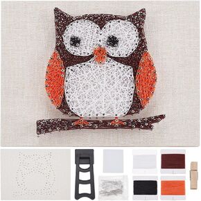 ACRNIGHEET DIY String Art Kit Owl Shape Painting Craft Kit, Nail String Art Craft, Cute Creative Owl on The Branch for Adults DIY Making Unique Home Wall Table Decorations, Good for Beginners
