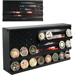 J JACKCUBE DESIGN American Flag Coin Holder Challenge Coin Display Rack Metal Decor for Living Room, US Patriotic Art Military Coin Holder - MK960A(Eagle)
