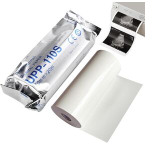 UPP 110S Ultrasound Thermal Paper - Type I B&W Thermal Printing Paper (110mmx20m, 10 Rolls) | Fetal Monitor Paper for Sony Printers | 110 Film Medical Printable Media - Standard Density
