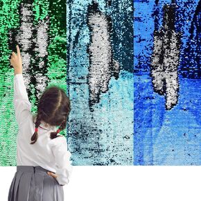 Irenare 3 Pcs Sensory Wall Sequin Flip Fabric for Boys and Girls 40 x 13 Inch Sensory Graffiti Reversible Sequin Fabric Room Decor for Classrooms Autism