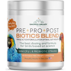 Parrot Probiotic, Prebiotic and Postbiotic, Pet Bird Supplies, Used with Water, Bird Vitamins, Budgie Treats, Baby Bird Formula, Bird Medicine, Mix in Parrot Food