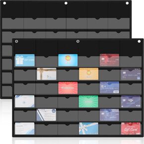 2 Pcs 2 x 3.5 Inch Business Card Index Card Holder Sleeve Hanging Wall Mount Business Holder 36 Slot Plastic Organizer for Office Home