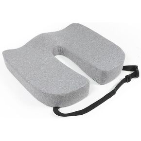 Large Sciatica Pain Relief Pillow-Longer 10 Inch U-Cutout,Memory Foam Tailbone Pain Relief Cushion,Office Chair Pad for Butt,Coccyx Pillow for Tailbone Pain,Car Seat Cushion for Back Pain,Grey