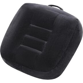 Extra Thick Seat Cushion, Large Chair Cushion Booster for Office Chair to Rise Height, Velvet Cover with Handle and Anti-Slip Bottom, PP Cotton Filling - Relieves Back Pain - 18"X16"X6" Black