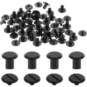 uxcell 30set M4 x 6mm Chicago Screw Metal Slotted Head Binding Screws Post Nail Rivet Stud Screw Rivets for DIY Leather Belt Bag Craft Bookbinding, Black