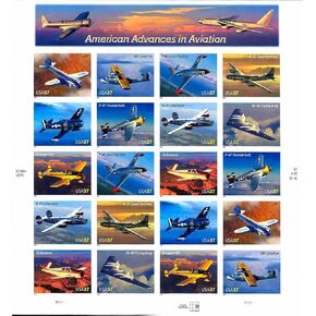 American Advances in Aviation Collectible Sheet of Twenty 37 Cent Stamps Scott 3916-25 By USPS