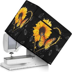 Butterfly Flower Sewing Machine Cover with Pockets,Stain Resistant Dust Cover Compatible with Most Standard Sewing Machines