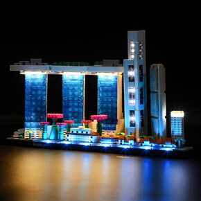 مجموعة إضاءة LED Briksmax للهندسة المعمارية سنغافورة - متوافقة مع طراز LEGO 21057 لبنات البناء - لا تشمل مجموعة LEGO