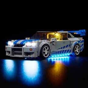 طقم مصباح LED Bricksoul لـ LEGO 2-Fast-2 Nissan Skyline GT-R (R34) ، متوافق مع مجموعة Lego Light 76917 ، تضيء LEGOS سريعًا و CARS FURIOUS-بدون مجموعة LEGO (إصدار كلاسيكي)