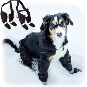 Dog Suspender Booties, Dog Paw Boot Leggings Anti-Slip, Dog Snow Pants with Attached Boots Waterproof, Adjustable Suspender Boots for Dogs Winter Snow Rain Hiking Paws Protector