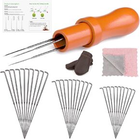 MORFEN Needle Felting Needles, Needle Felting Kit, Needle Felting Tools, Wool Felting Supplies with 3 Sizes Felting Needles, Needle Felting Tool Holder, Fingercots, for Beginner DIY Wool Craft