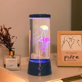 Jellyfish Lamp with 7 Color Changing Effect LED Jellyfish Aquarium Tank Mood Lamp Aquarium Light Table lamp Home Decor Gift for Kids Women Men (Black)