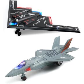 F35 B2 Airplane Toy, 2 Pack Fighter Jet Toy for Kids, Pull Back Toy Jets, Diecast Airplanes Model with Light & Sound, Metal Airplane Gifts for Kids Decor