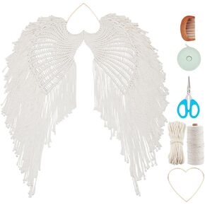 INFUNLY Macrame Love Heart Angel Wings Kit for Wall DIY Macrame Angel Wings Kit Beginners Angel Wings Woven Wall Hanging Boho Macrame Angel Wings Wall Decor for Christmas Birthday with Instructions
