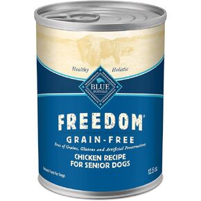 Blue Buffalo Freedom Grain-Free Senior Wet Dog Food, Free of Glutens & Artificial Preservatives, Made With Natural Ingredients, Chicken Recipe, 12.5-oz. Cans (12 Count)