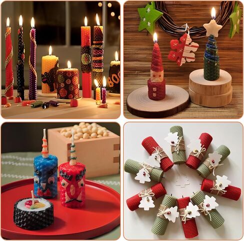 GBACHOOSE 24PCS Beeswax Candle Making Kit 8x8 Inch Beeswax Sheets for Candle Making, 12 Colorful Beeswax Sheets Create Your Own Unique Candles in Saudi Arabia