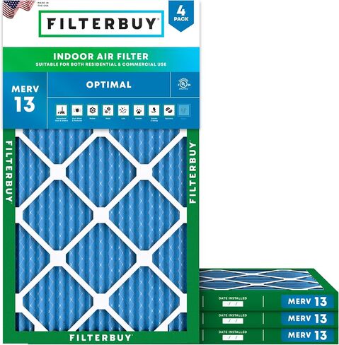 فلتر هواء Filterbuy 18x22x1 MERV 13 Optimal Defense (4 عبوات)، استبدال مرشحات هواء فرن HVAC AC المطوية (الحجم الفعلي: 17.75 × 21.75 × 0.75 بوصة) in Saudi Arabia