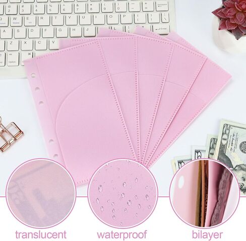 10pcs A6 Binder Cash Envelopes 6 Holes Opening Binder Pockets A6 Insert with 2 Pockets for Budgeting Money Binder Inserts Accessories and Supplies (Clear, A6) in Saudi Arabia