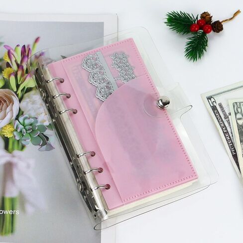 10pcs A6 Binder Cash Envelopes 6 Holes Opening Binder Pockets A6 Insert with 2 Pockets for Budgeting Money Binder Inserts Accessories and Supplies (Clear, A6) in Saudi Arabia