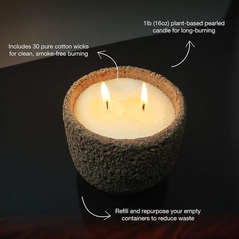 شمعة pearled Vallydom 16 أوقية/ 1 رطل ، رمال شمعة غير معروفة مع 30 فتيل ، شمعة رملية نباتية طويلة ، شمع الشمع in Kuwait