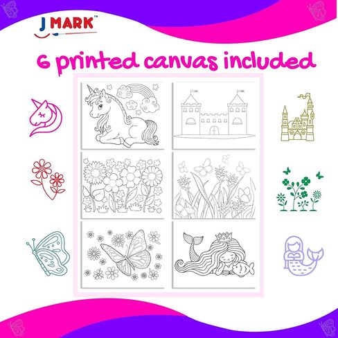 J MARK Pain Set for Kids – Acrylic Kids Painting Kit with Storage Bag, Washable Paints, Easel, Canvases, Brushes and More, Complete Kids Painting Set in Kuwait