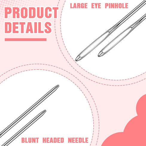 30 PCS إبر خياطة الإبر تطريز 2.36 '' إبر الكروشيه العيون الكبيرة إبرة الفولاذ المقاوم للصدأ الغزل in Saudi Arabia