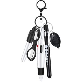 6 Pcs Nurse Pen Set Include Permanent Marker Pen Retractable Ballpoint Pen Keychain Clip Foldable Scissors Lights LED Flashlight Keychain for Nurse Accessories(Purple)