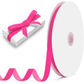 Pink Velvet Ribbon 3/8 Inch x 25 Yards: Velvet Ribbons for Gift Wrapping Valentines & Wedding Flower Bouquet Packaging, Bow Making Mother's Day Decorations and Wreath Crafts Decoration