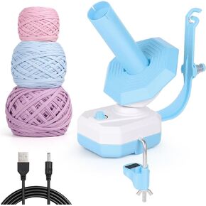 Katech Yarn Winder, Electric Yarn Ball Winder-Crochet Yarn Winder for Crocheting, Automatic Yarn Spinner for Arthritic Hands-Yarn Cake Winder with Strong Tension, Quick and Simple Setup (Blue)