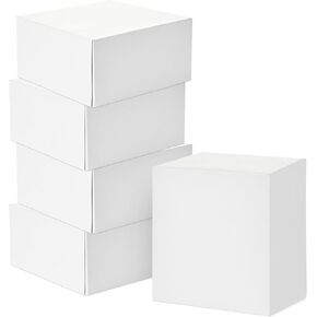 Hallmark 8" Square Gift Boxes with Lids (5 White Gift Boxes) for Christmas, Birthdays, Holidays