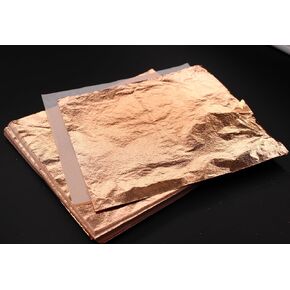 JINRUISI 14X14cm Metal Leaf Sheets Imitation Gold,Silver,Copper Leaf Sheet for Arts, Gilding Crafting, Painting, Furniture Decoration, oose Leaf Interleaved (Copper)