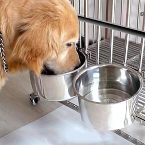 2 Pack Large Dog Water Food Bowls, Dog Crate Water Bowl No Spill, Water Bowl for Dog Crate Cage Accessories, Kennel Water Bowl Hanging, Stainless Steel Dog Bowls Dish Coop Cup for Large Medium Dog
