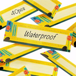40 PCS Desk Nameplates for Classroom, Name Plate for Desk with Alphabet, Number Line, Traditional Manuscript Name Plate for Classroom School Student(12" x 3.5")