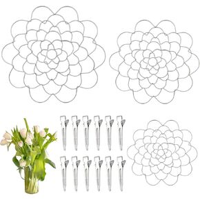 Sweetfamily 3 PCS Flower Arrangement Holder,Stainless Steel Floral Grid Flower Frog Tool Wire Arranger Twist for Vase Floral Stems Bouquets Plant Flower Fixation (4/5/6 Inch)