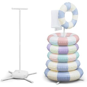 2 Pcs Pool Float Storage Pool Float Holder with Water Bag Swimming Ring Rack PVC 50" x 30" Pool Tube Holder for Summer Swimming Tube Towel Goggle (White)