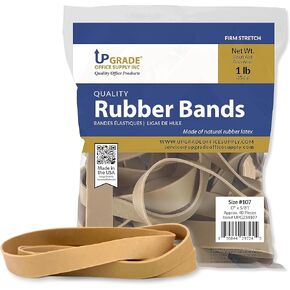 Upgrade Office Supply UPG234107 Rubber Bands, Size #107 (7" x 5/8"), 40 Bands, 1 lb Bag, USA