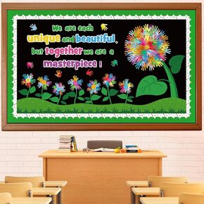 Spring Flowers Bulletin Board Decorations Set, Spring Tree Classroom Decoration Watercolor Handprint Flowers Cutouts February March April Library Home Window Wall Party Decor for Teacher