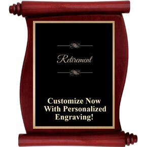 Custom Engraved Rosewood Scroll Plaques, Personalized Retirement Plaque Award with Up to 5 Lines of Engraving Included Prime