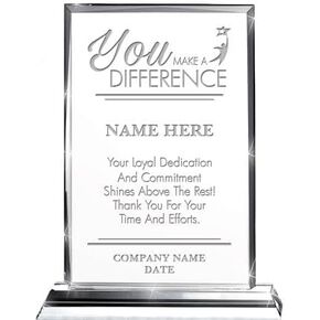 Employee Recognition Awards, 9 1/2" H Custom Engraved Trophy Corporate Crystal Award
