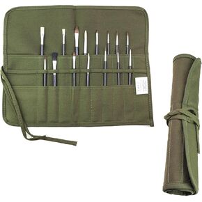1Pcs Paint Brush Holder Storage 22 Slots Art Brush Roll Canvas Pouch Artist Paint Brush Holder Roll Up Brush Bag Case Paint Storage Canvas Pouch for Art Paint Brushes Watercolor Gouache