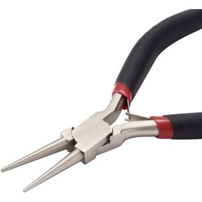 Pandahall Ergonomic Round Nose Pliers Jewelry Tools for Memory Wire Loop Wrapping Beading Gunmetal Handle 12.5cm/5inch Long