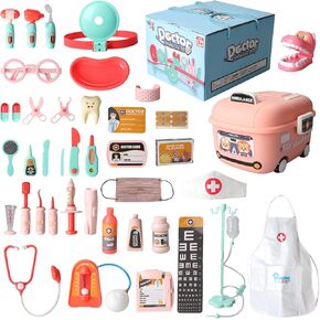 Doctor Kit for Toddlers 3-5 ، 38pcs Prayend Abster Kit Kit Toy Toy for Kids with Medical Bag Metethoscope Play Game Hight for Boys Girls Vens 3 4 5 6 (Cartoon Car)