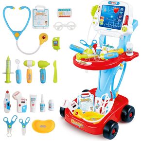 مجموعات Deao Doctor for Kids Play Medical Play Toys مع العربة والطبية ومقياس الحرارة ، لعب دور الطبيب للأطفال الصغار 3-8