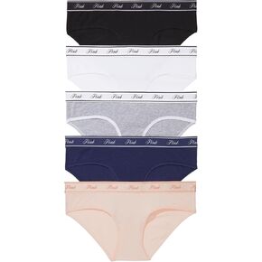 Victoria's Secret PINK Women's Cotton Logo Hipster Underwear, Panties for Women, Rose Logo, (XL)